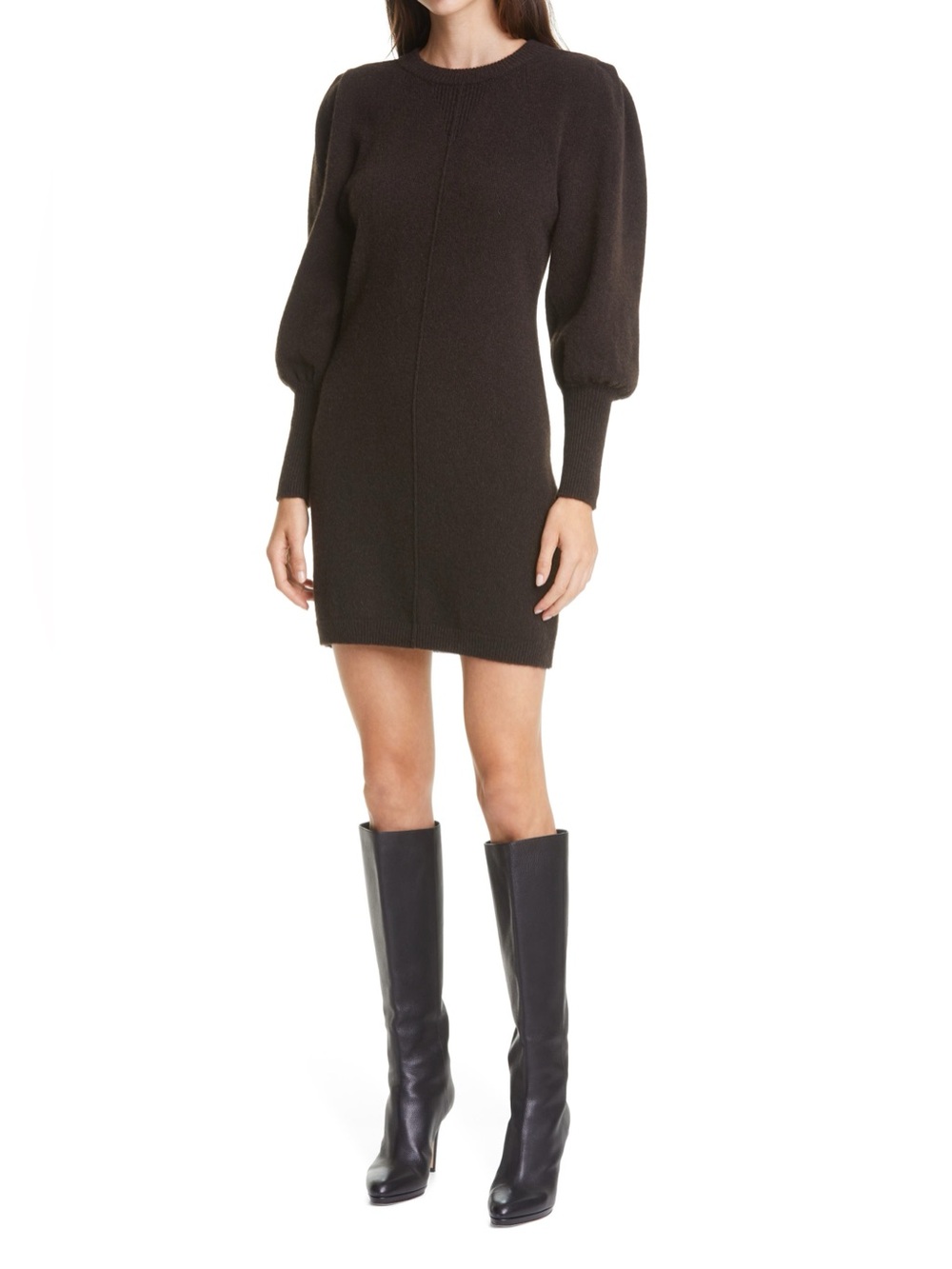 ba&sh Nancy Sweater Dress XS Chocolate Brown Wool Long Sleeve Mini Fall Winter